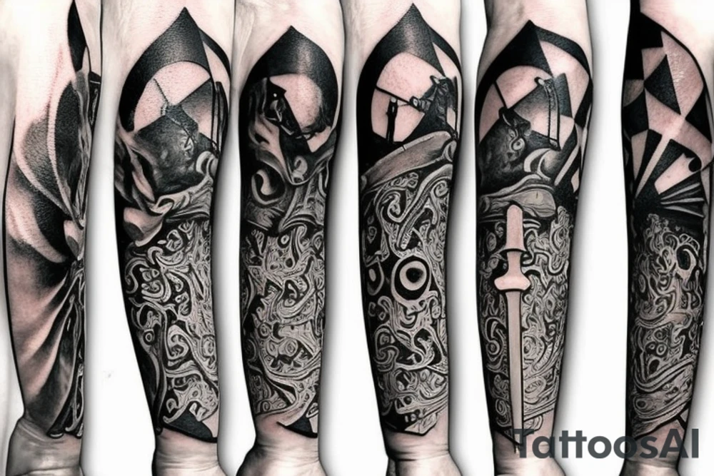 hand with a sword in it tattoo idea