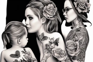 Mother with daughter and son tattoo idea