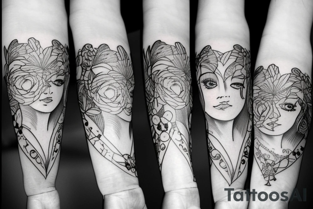 Mother with daughter and son tattoo idea