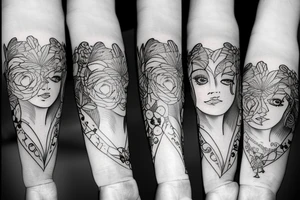 Mother with daughter and son tattoo idea