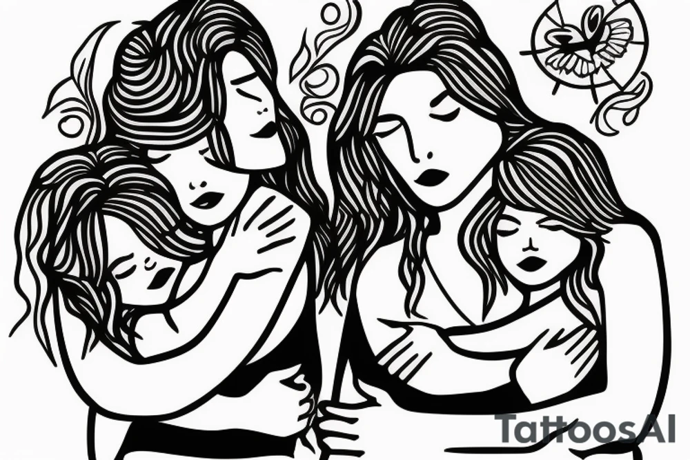 Mother with daughter and son. Make three of them together tattoo idea