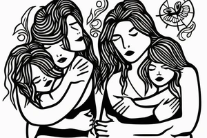 Mother with daughter and son. Make three of them together tattoo idea