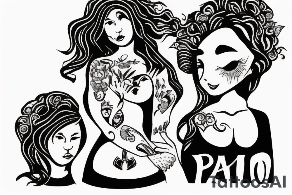 Mother with daughter and son. Make three of them together tattoo idea
