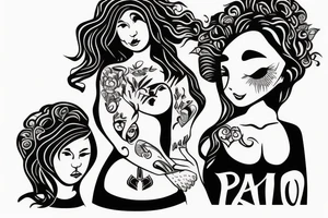 Mother with daughter and son. Make three of them together tattoo idea