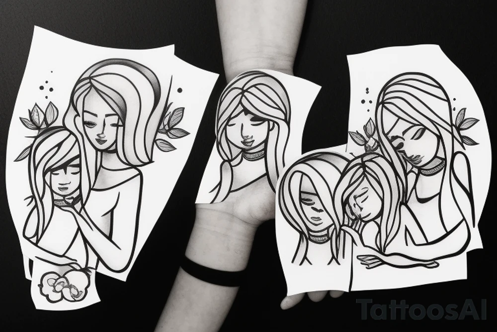 Mother with daughter and son. Make three of them together tattoo idea