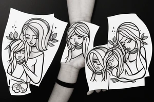 Mother with daughter and son. Make three of them together tattoo idea