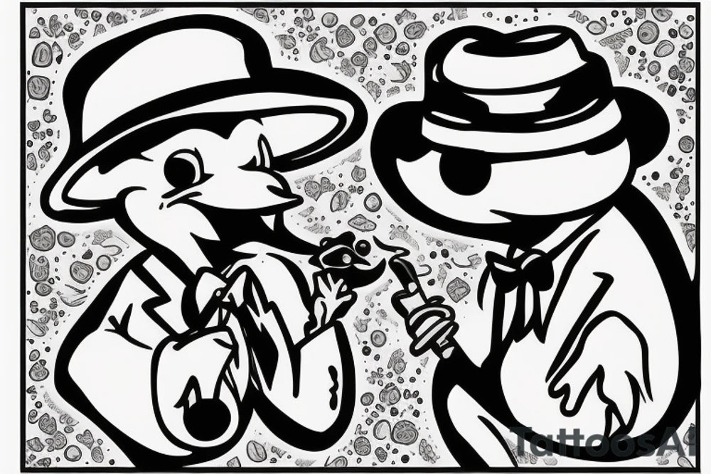 Frog in a classic suit smoking a pipe tattoo idea