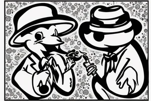 Frog in a classic suit smoking a pipe tattoo idea