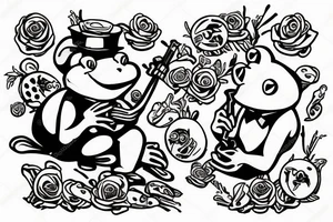 Frog in a classic suit smoking a pipe tattoo idea