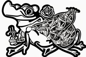 Frog in a classic suit smoking a pipe tattoo idea