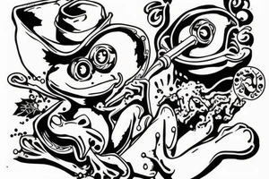 Frog in a classic suit smoking a pipe tattoo idea