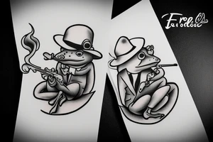 Frog in a classic suit smoking a pipe tattoo idea