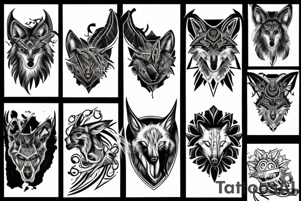 on chest wolf chase the sun
on shoulder odin horns 
on upper arm raven fly tattoo idea