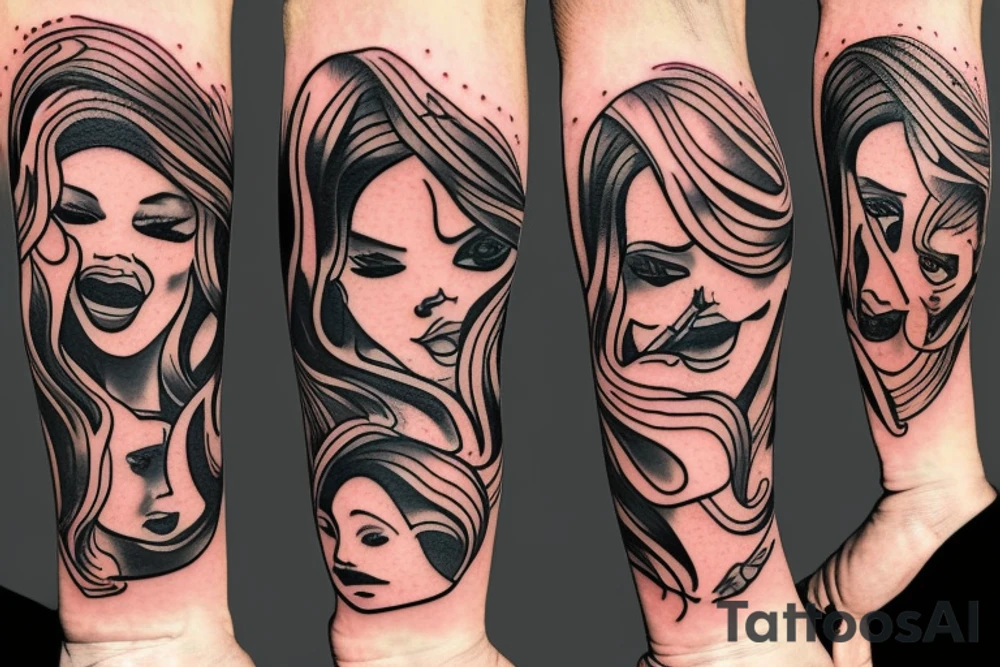 A loving Mother with daughter and a son.. Theee people only tattoo idea