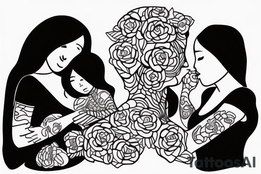 A loving Mother with daughter and a son.. Theee people only tattoo idea