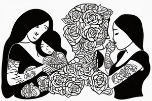 A loving Mother with daughter and a son.. Theee people only tattoo idea