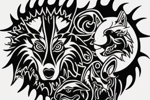 on chest wolf chase the sun tattoo idea