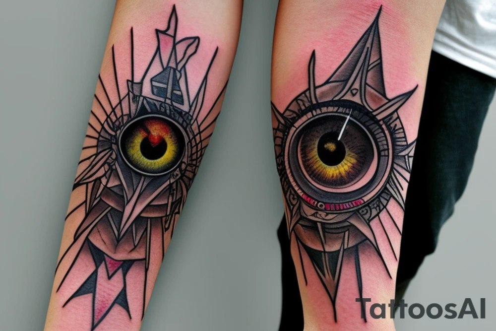 Tower of Sauron with an eye placed vertically tattoo idea