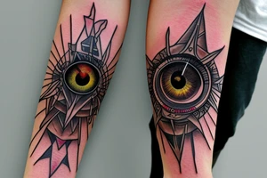 Tower of Sauron with an eye placed vertically tattoo idea