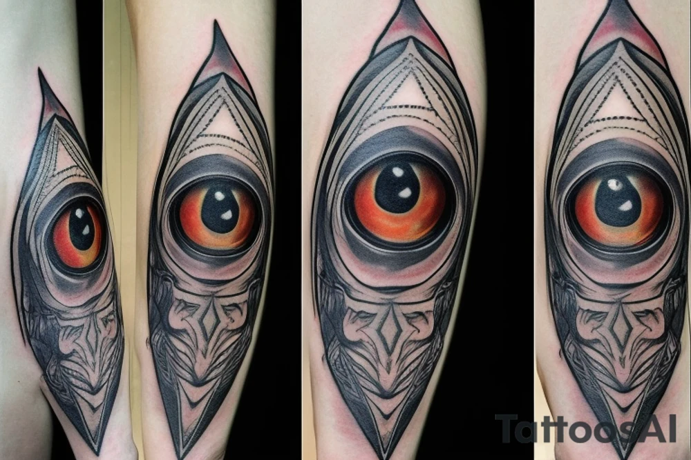 Tower of Sauron with an eye placed vertically tattoo idea