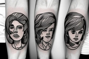 A loving Mother with a boy and a girl.  Three people only tattoo idea