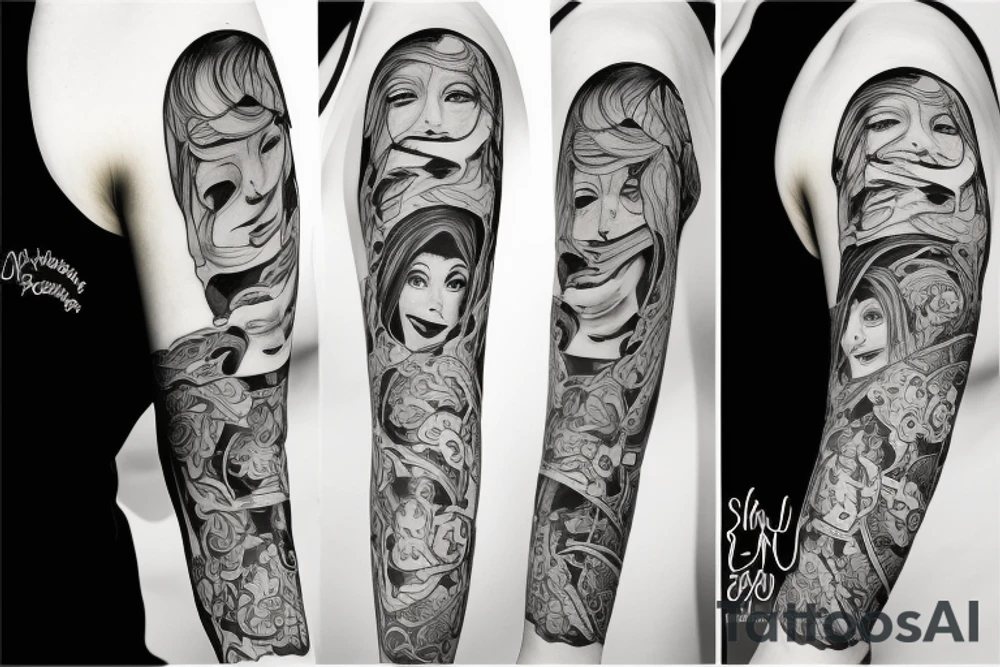 A loving Mother with a boy and a girl.  Three people only tattoo idea