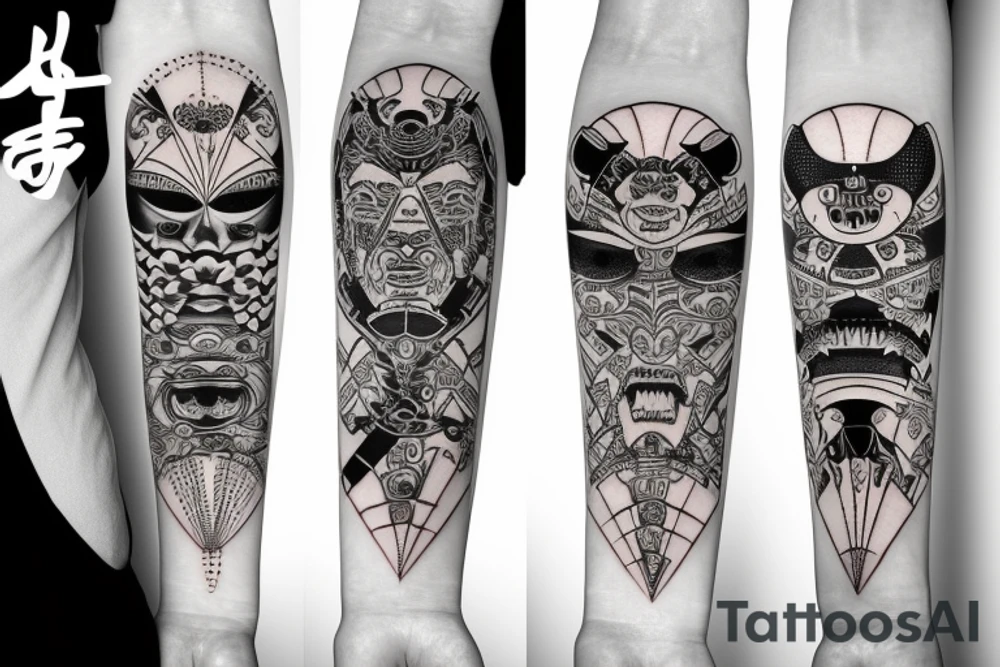 Katana with many different eyes on it tattoo idea