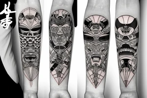 Katana with many different eyes on it tattoo idea