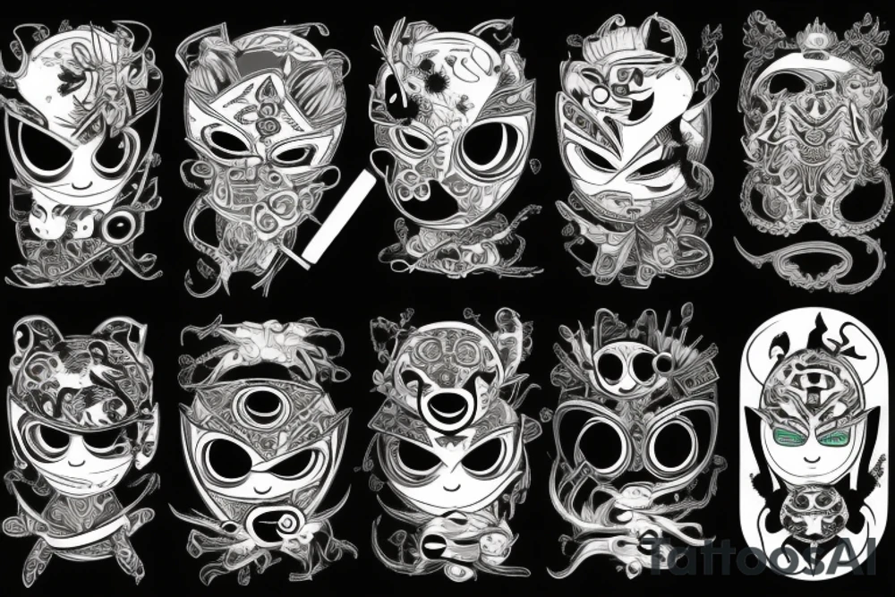 Katana with many different eyes on it tattoo idea