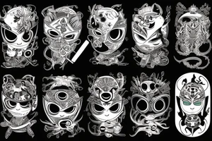 Katana with many different eyes on it tattoo idea