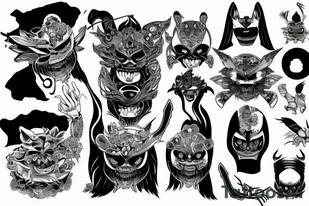 Katana with many different eyes on it tattoo idea