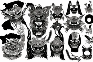 Katana with many different eyes on it tattoo idea