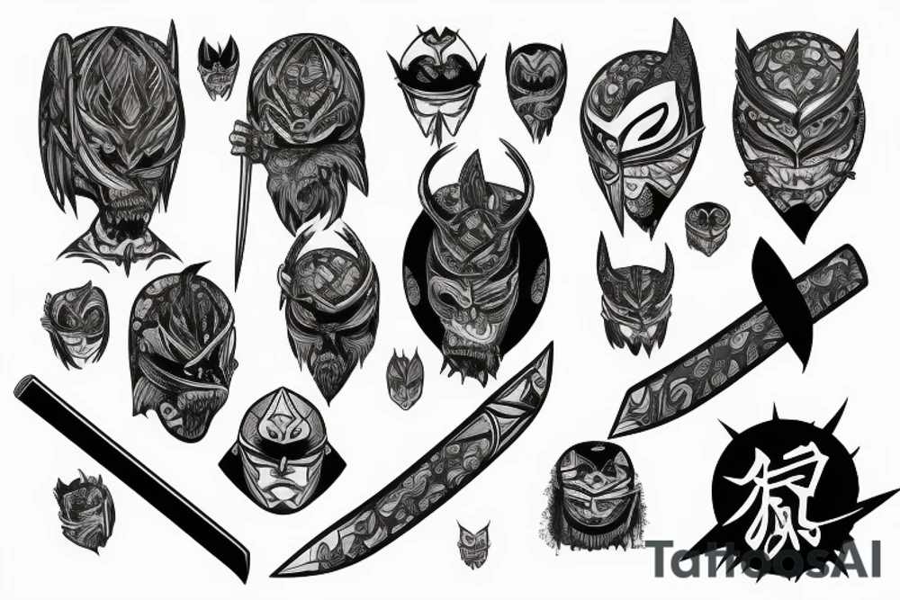 Katana sward with many different eyes on it tattoo idea