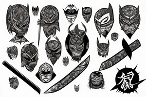 Katana sward with many different eyes on it tattoo idea