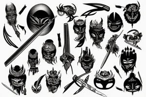 Katana sward with many different eyes on it tattoo idea