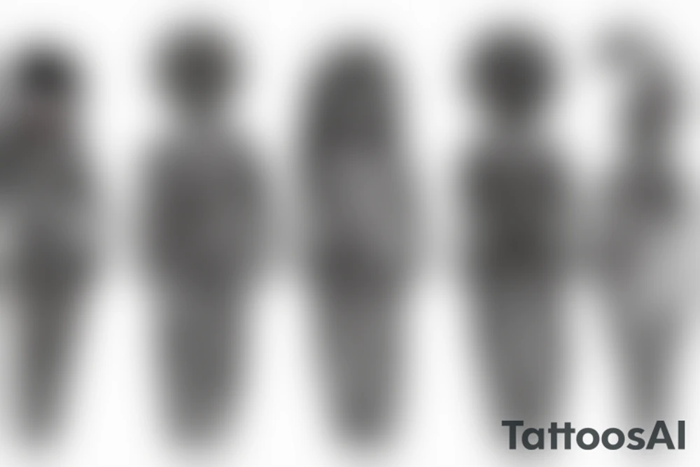 A abstract picture of a women with a boy and a girl. tattoo idea