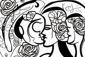A abstract picture of a women with a boy and a girl. tattoo idea