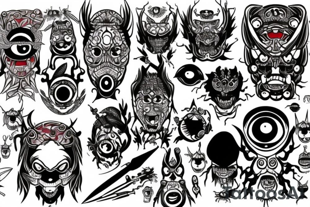 The sward with many eyes on it tattoo idea