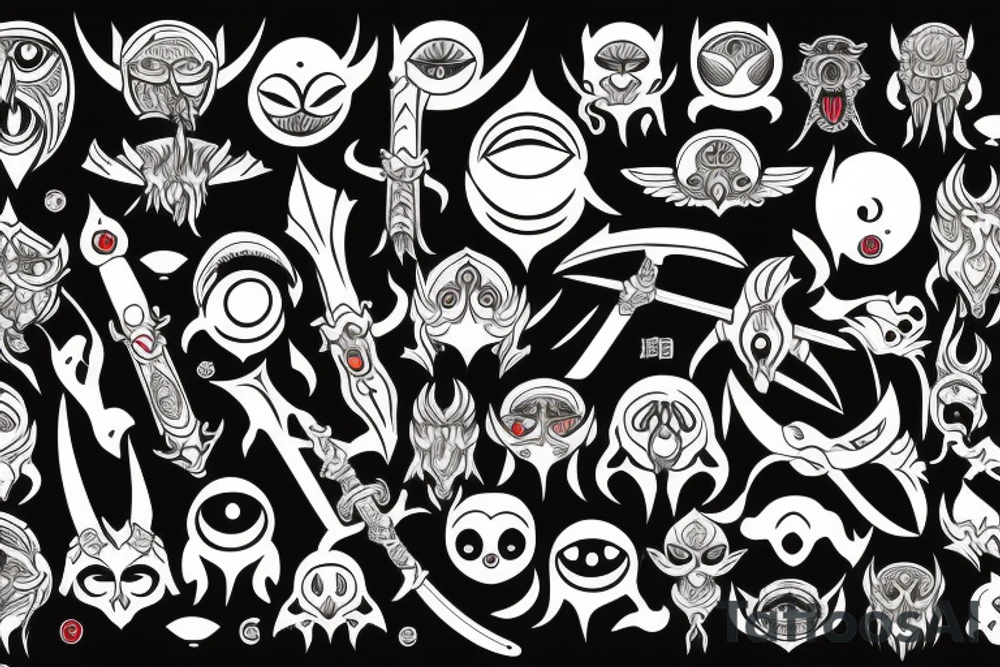 The sword with many eyes on it tattoo idea