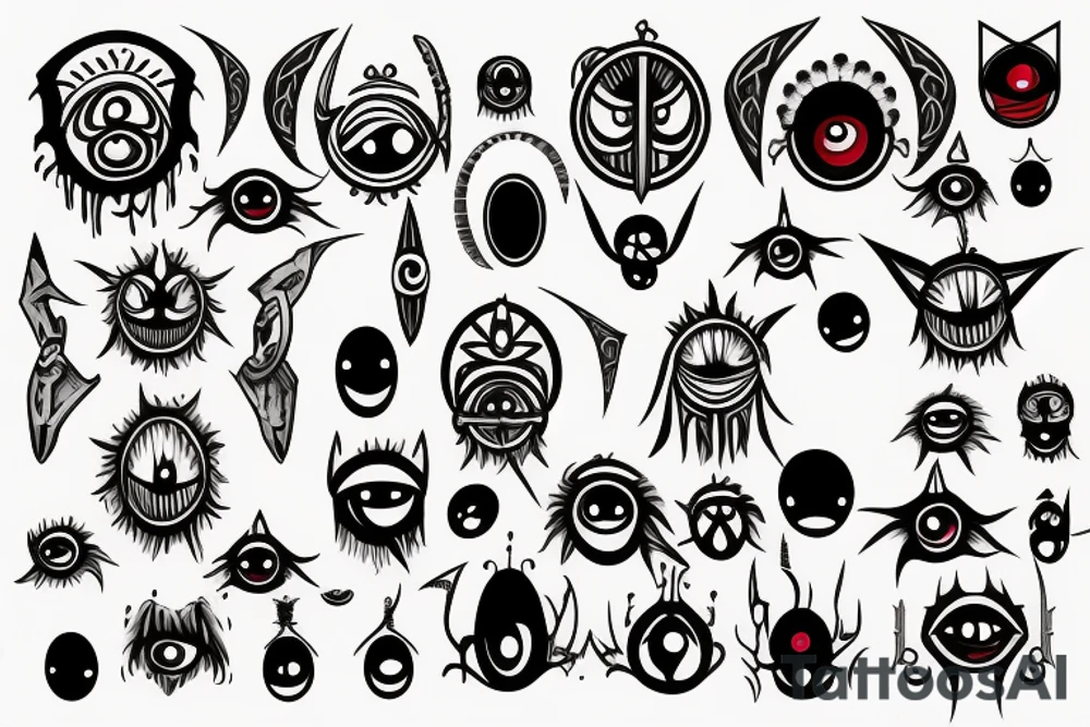 sword with many eyes on it tattoo idea