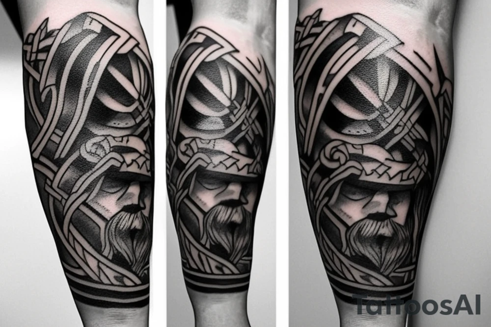 viking theme on forearm tattoo idea