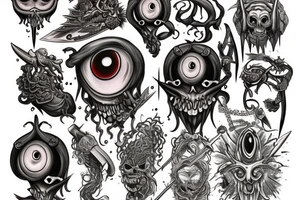 sword with many eyes on it tattoo idea