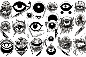 knife with many eyes on it tattoo idea