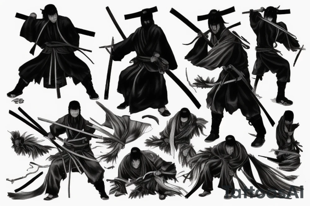 Ghost of Tsushima in a fighting stance tattoo idea