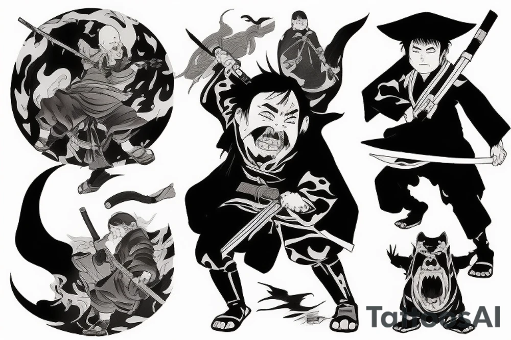 Ghost of Tsushima in a fighting stance tattoo idea