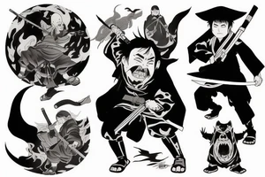 Ghost of Tsushima in a fighting stance tattoo idea