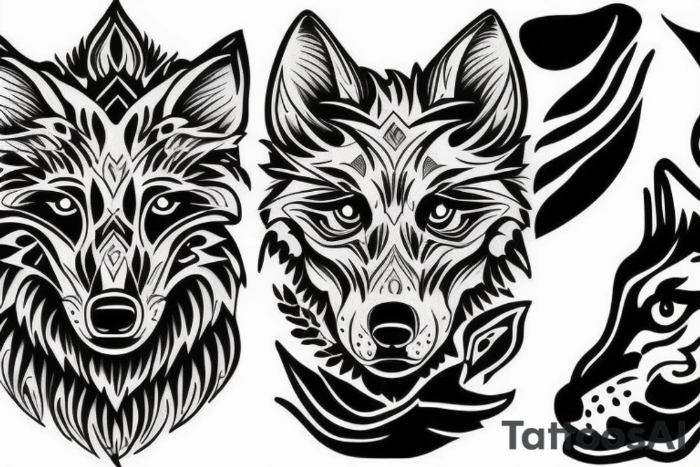 wolf skulls tattoo idea