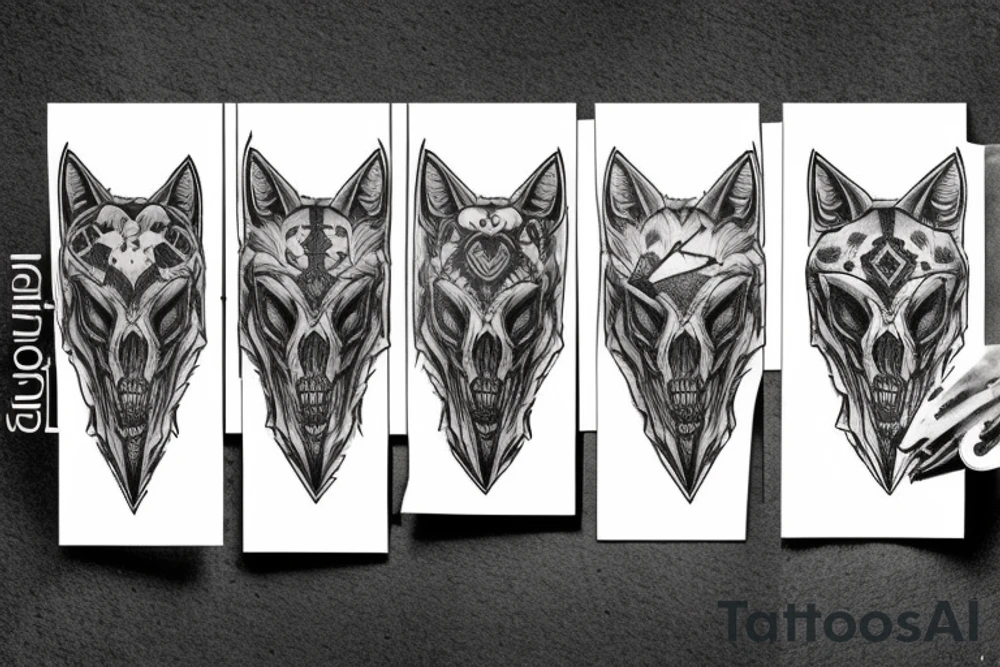 wolf skulls tattoo idea