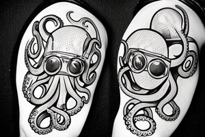 An octopus wearing a diving helmet tattoo idea