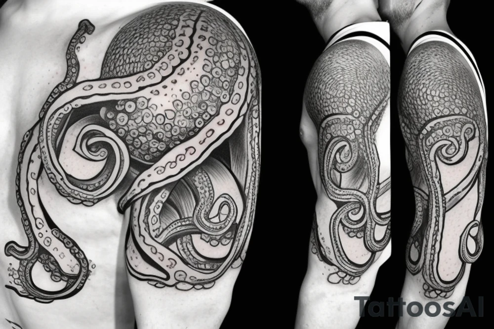 An octopus wearing a diving helmet tattoo idea